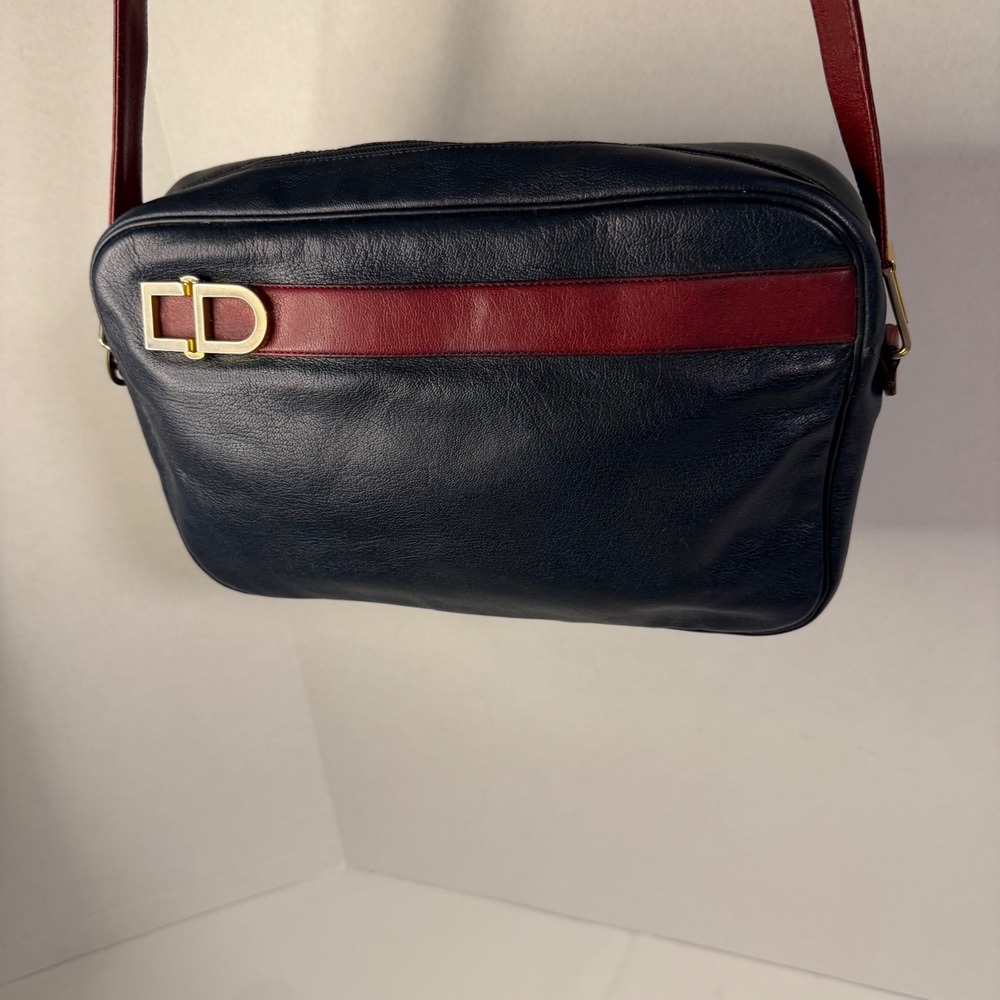 Christian Dior Navy Vintage CD Logo Leather Crossbody Professionally Relined